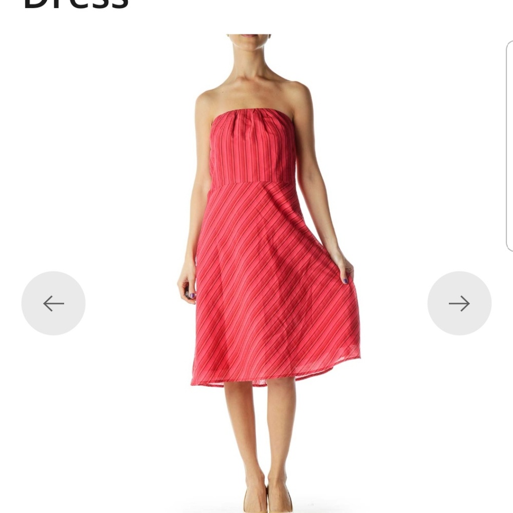 BR red striped strapless dress sz 4